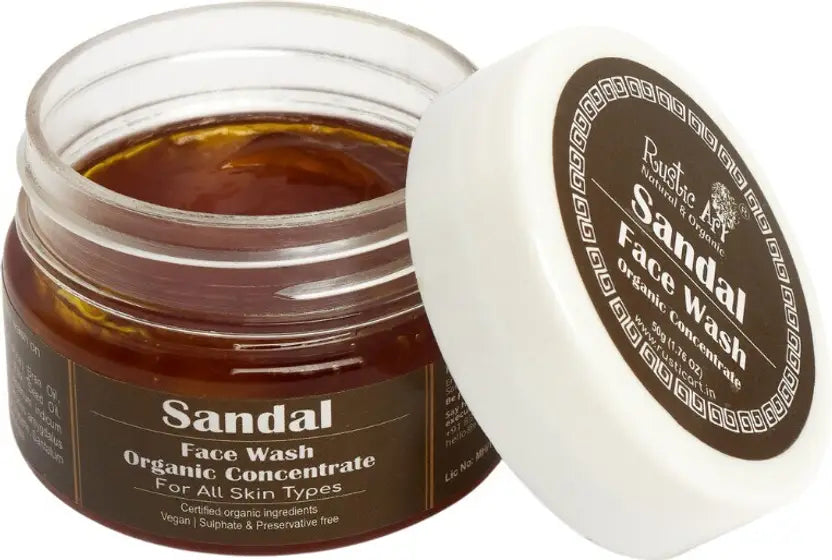 RUSTIC ART Organic Sandal Concentrate|Tan Free Glowing Skin| SLS Free Face Wash  (50 g)