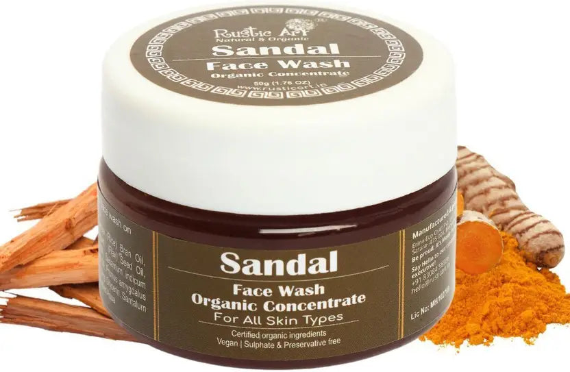 RUSTIC ART Organic Sandal Concentrate|Tan Free Glowing Skin| SLS Free Face Wash  (50 g)