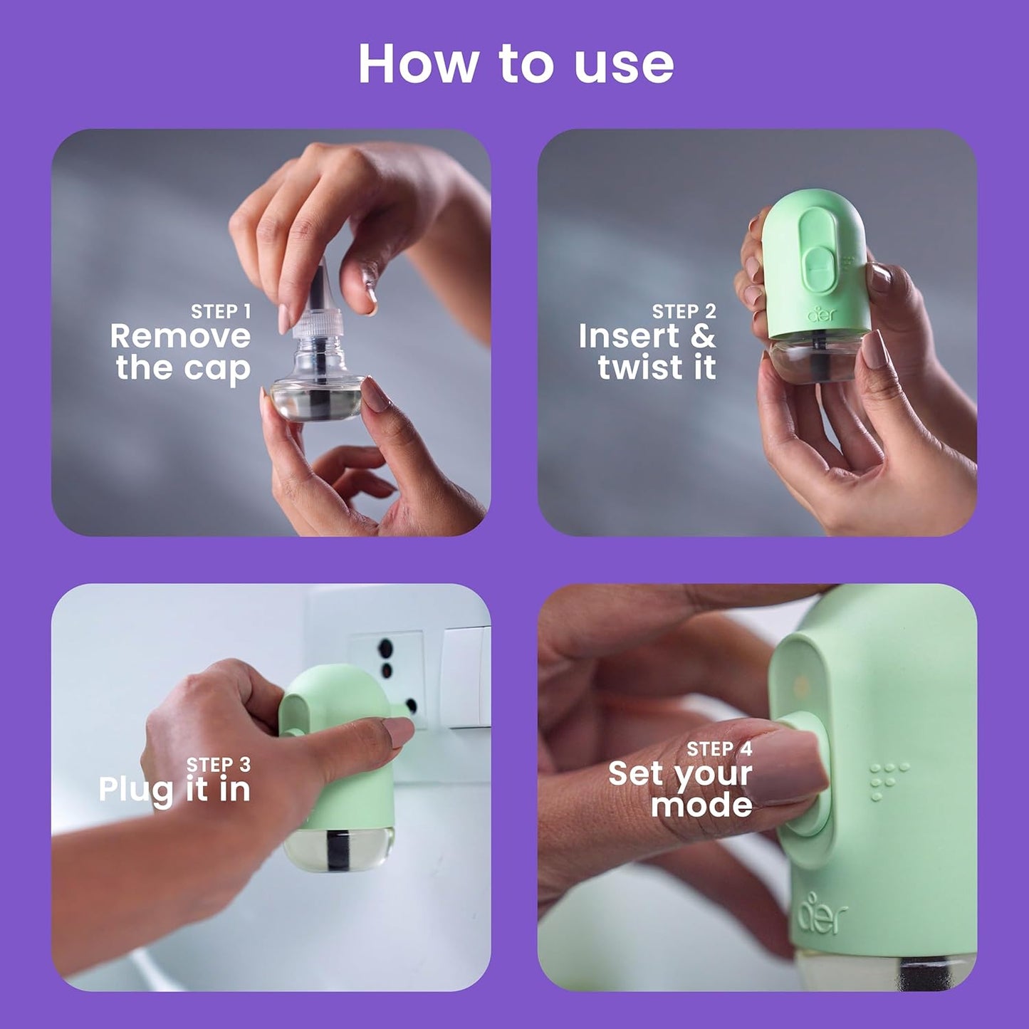 Godrej aer Plug Electric Air Freshener (Machine + 2 Refills (20Ml each) | Violet Bloom | Lasts up to 120 days,Solid